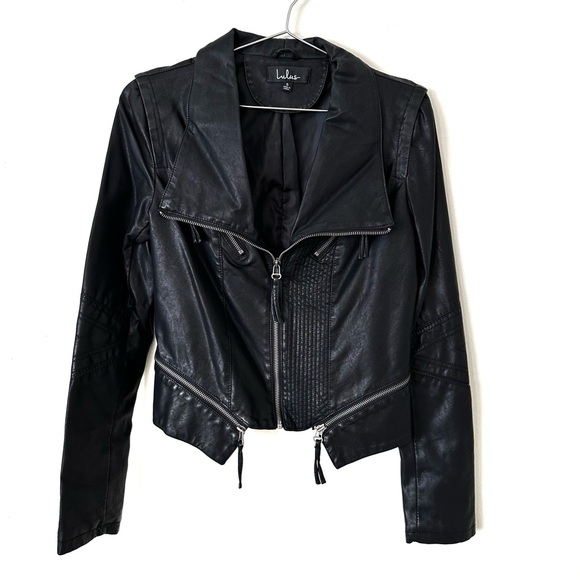 | lulus • up on a tuesday black vegan leather jacket • small | - Picture 6 of 16